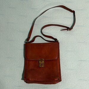 Vintage Distressed Italian Leather Brown Bag with Adjustable Strap